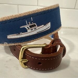 Blue and Brown Woven Nautical Kids Boat Design Belt